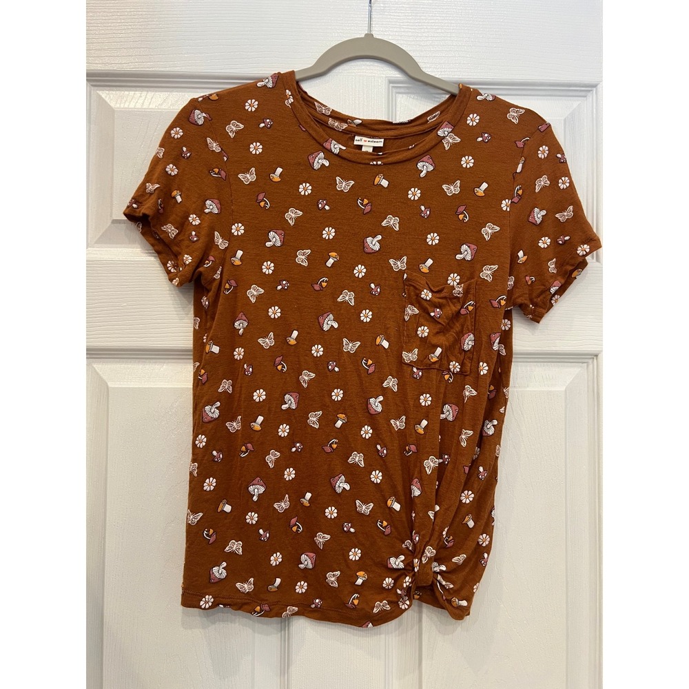 Self Esteem Mushroom Butterfly T-Shirt Side Knot Fairycore Goblincore Whimsical
